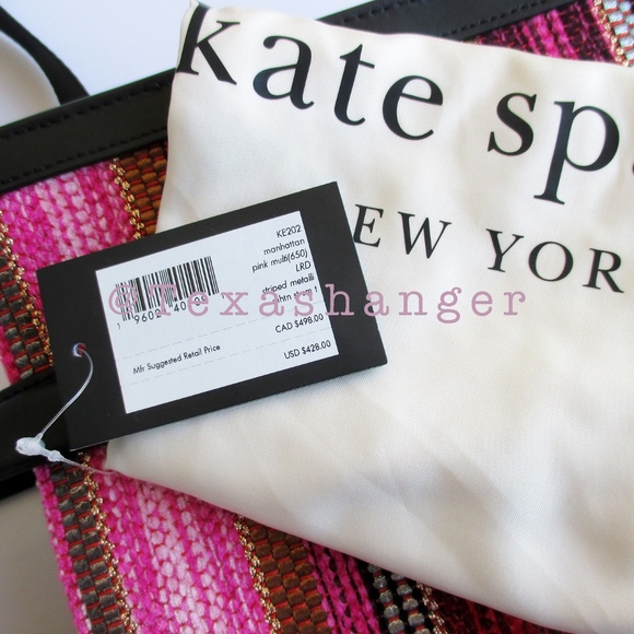 NWT Kate Spade Manhattan Striped Metallic Small Tote - Picture 16 of 16